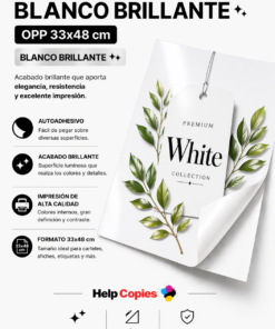Papel Autoadhesivo OPP Blanco Brillante
