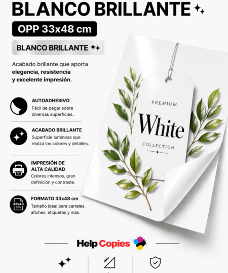 Papel Autoadhesivo OPP Blanco Brillante